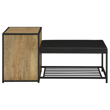 Martino Mango/Black Shoe Storage Entryway Bench with Cabinet - Ornate Home