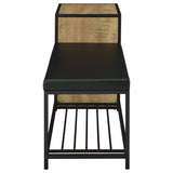 Martino Mango/Black Shoe Storage Entryway Bench with Cabinet - Ornate Home