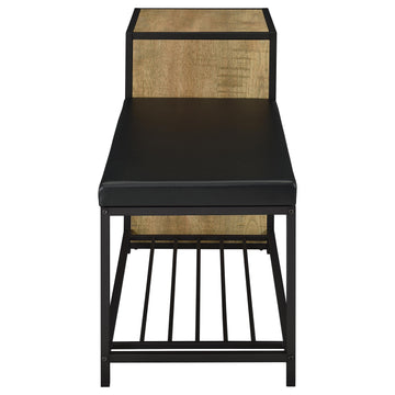 Martino Mango/Black Shoe Storage Entryway Bench with Cabinet - Ornate Home