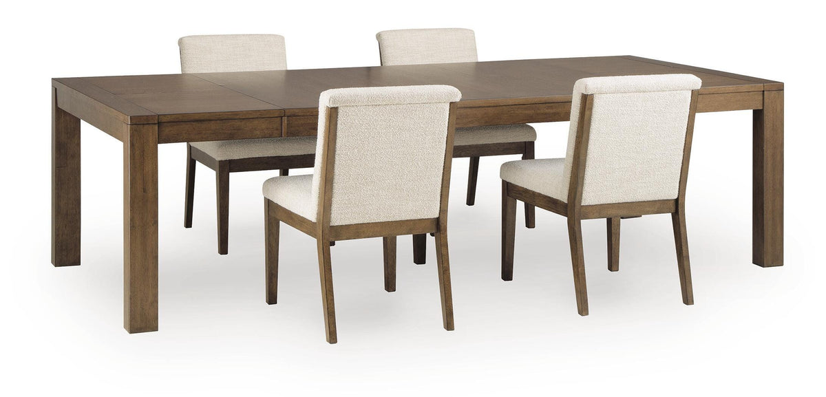 Marxmore Beige/Brown Extension Dining Table and 4 Chairs - Ornate Home