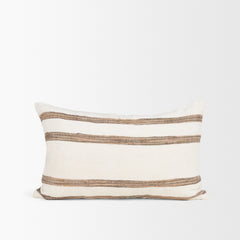 Maryn Cream/Brown 13x21 Lumbar Pillow Cover with Non-Allergen Filler - Ornate Home