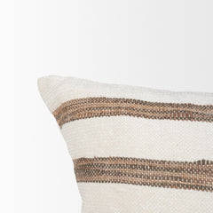Maryn Cream/Brown 13x21 Lumbar Pillow Cover with Non-Allergen Filler - Ornate Home