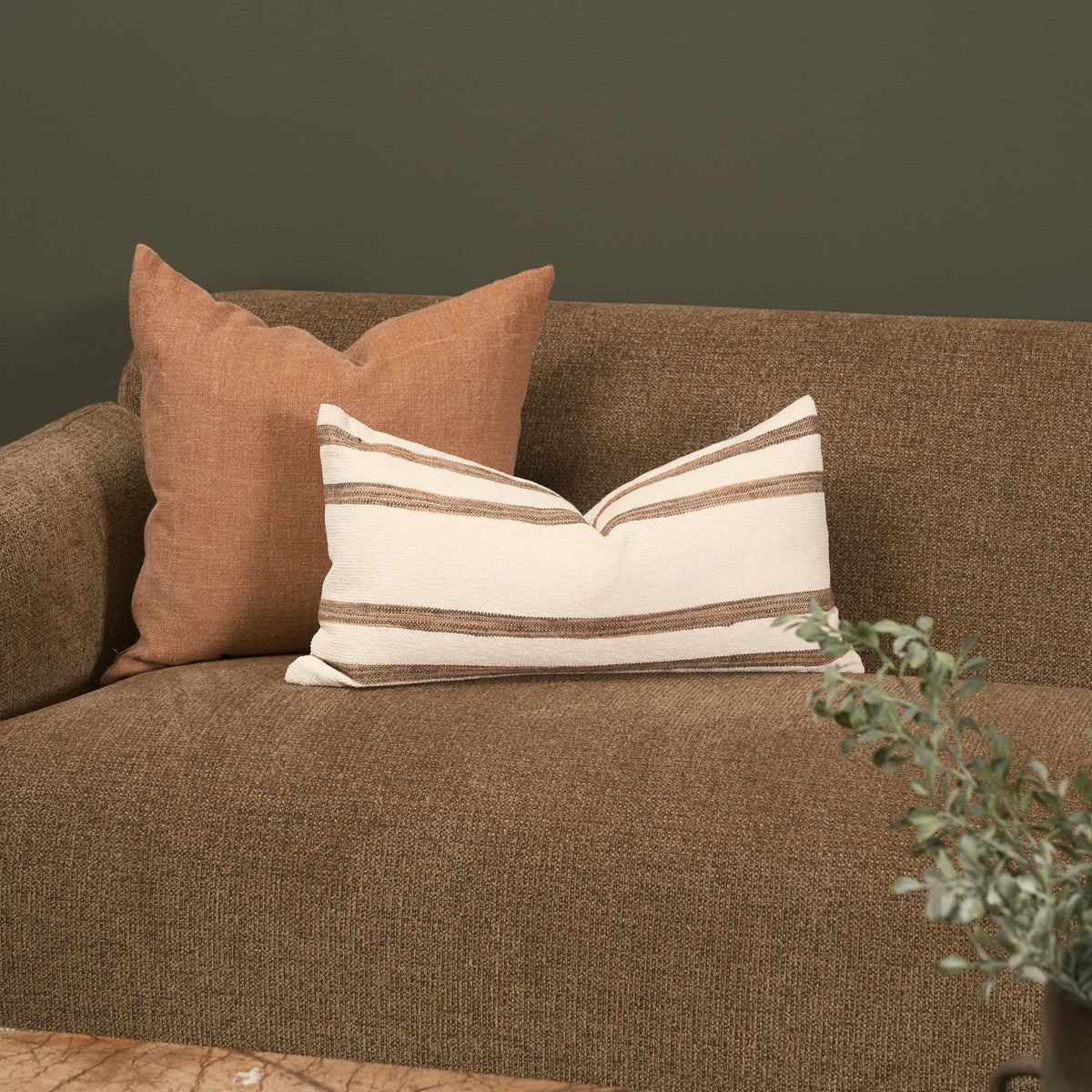 Maryn Cream/Brown 14x26 Lumbar Decorative Pillow Cover - Ornate Home