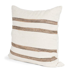 Maryn Cream/Brown 22x22 Square Decorative Pillow Cover with Down Filler - Ornate Home