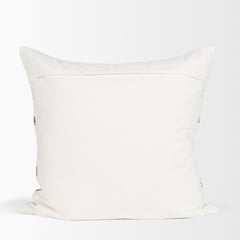 Maryn Cream/Brown 22x22 Square Decorative Pillow Cover with Down Filler - Ornate Home