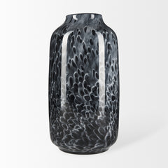 Masai Black Large Mottled Glass Vase - Ornate Home