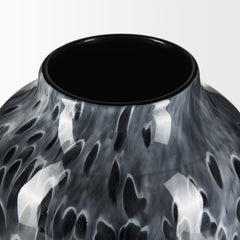 Masai Black Large Mottled Glass Vase - Ornate Home