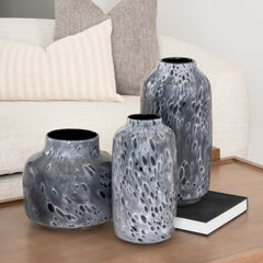 Masai Black Large Mottled Glass Vase - Ornate Home