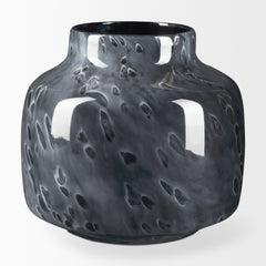 Masai Black Small Mottled Glass Vase - Ornate Home