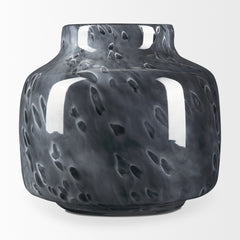 Masai Black Small Mottled Glass Vase - Ornate Home