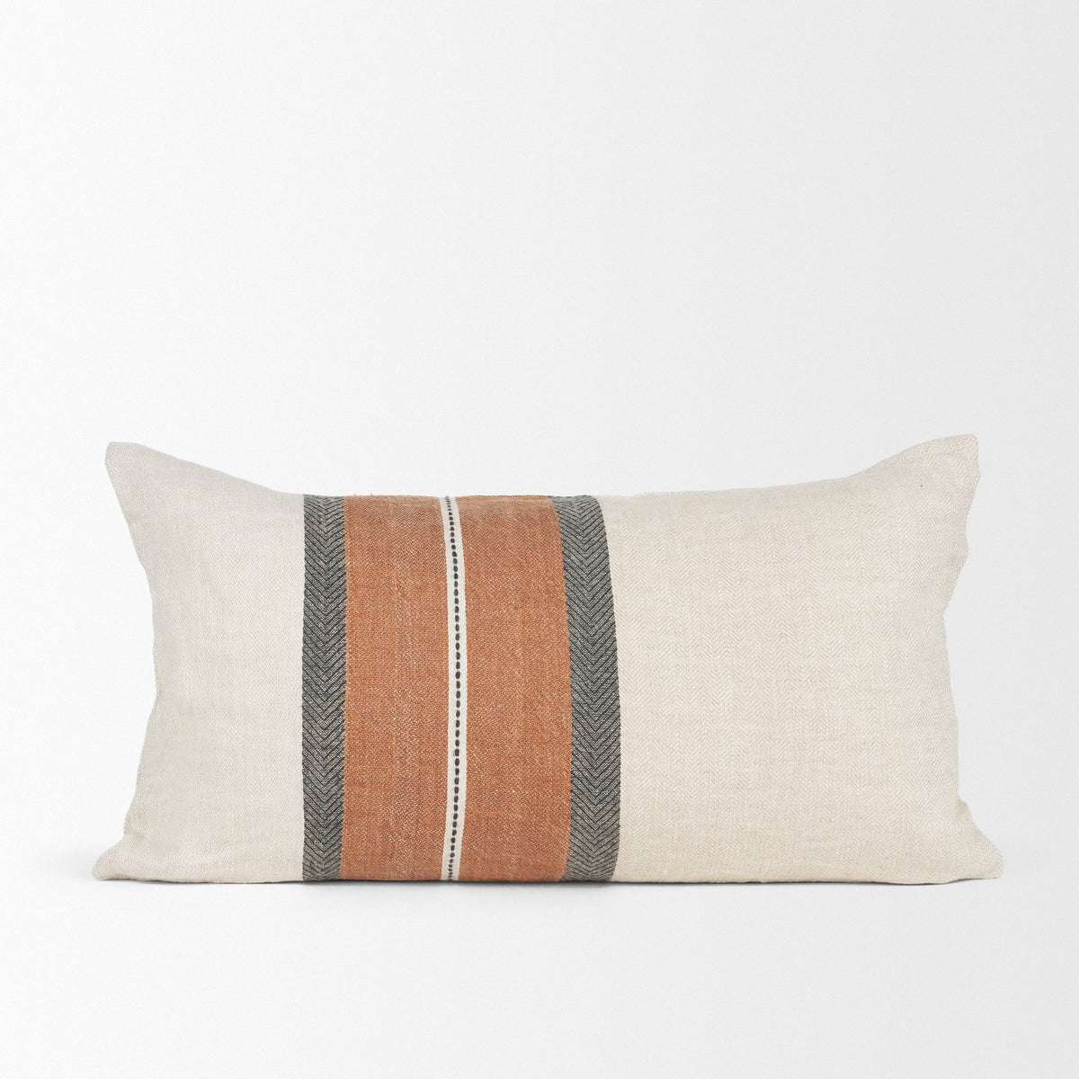 Mason Cream/Orange 14x26 Pillow Cover with Down Filler - Ornate Home