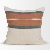 Mason Cream/Orange 22x22 Square Pillow Cover with Down Filler - Ornate Home