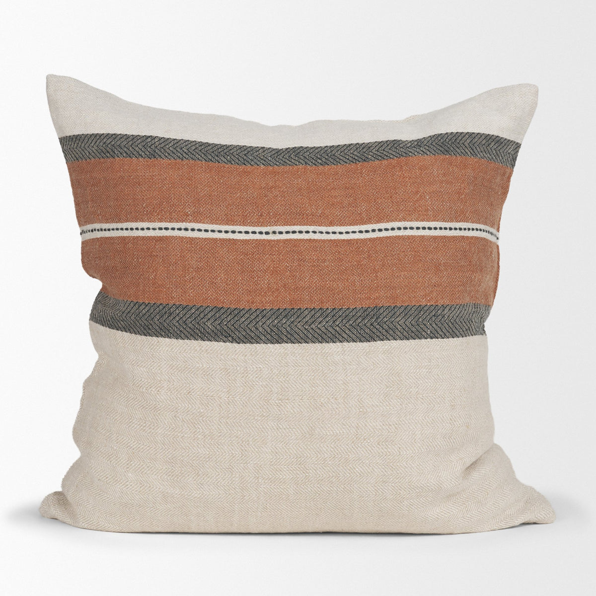 Mason Cream/Orange 22x22 Square Pillow Cover with Down Filler - Ornate Home