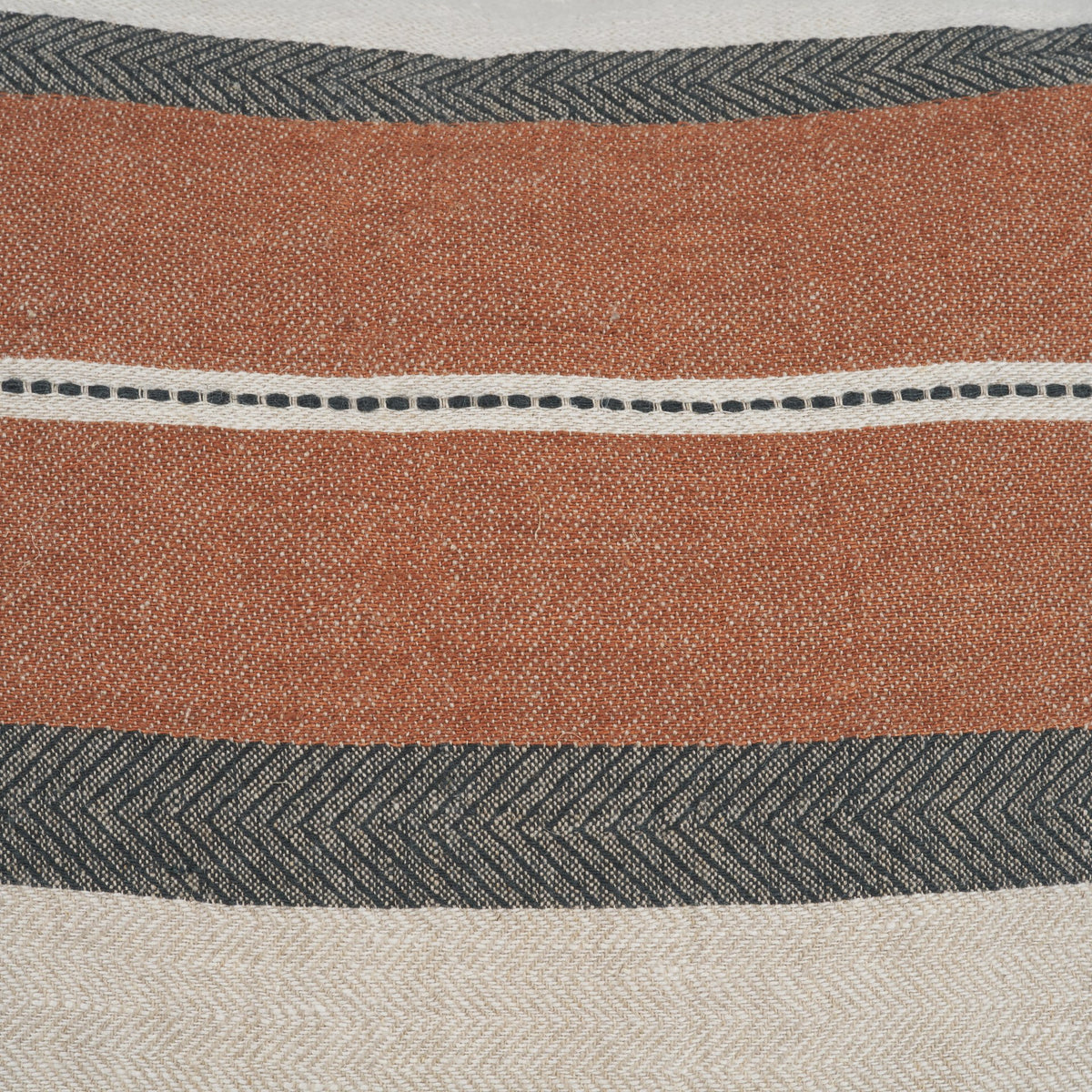 Mason Cream/Orange 22x22 Square Pillow Cover with Down Filler - Ornate Home