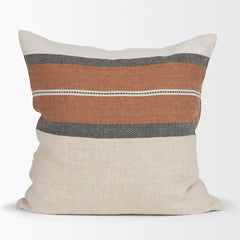 Mason Cream/Orange 22x22 Square Pillow Cover with Non-Allergen Filler - Ornate Home