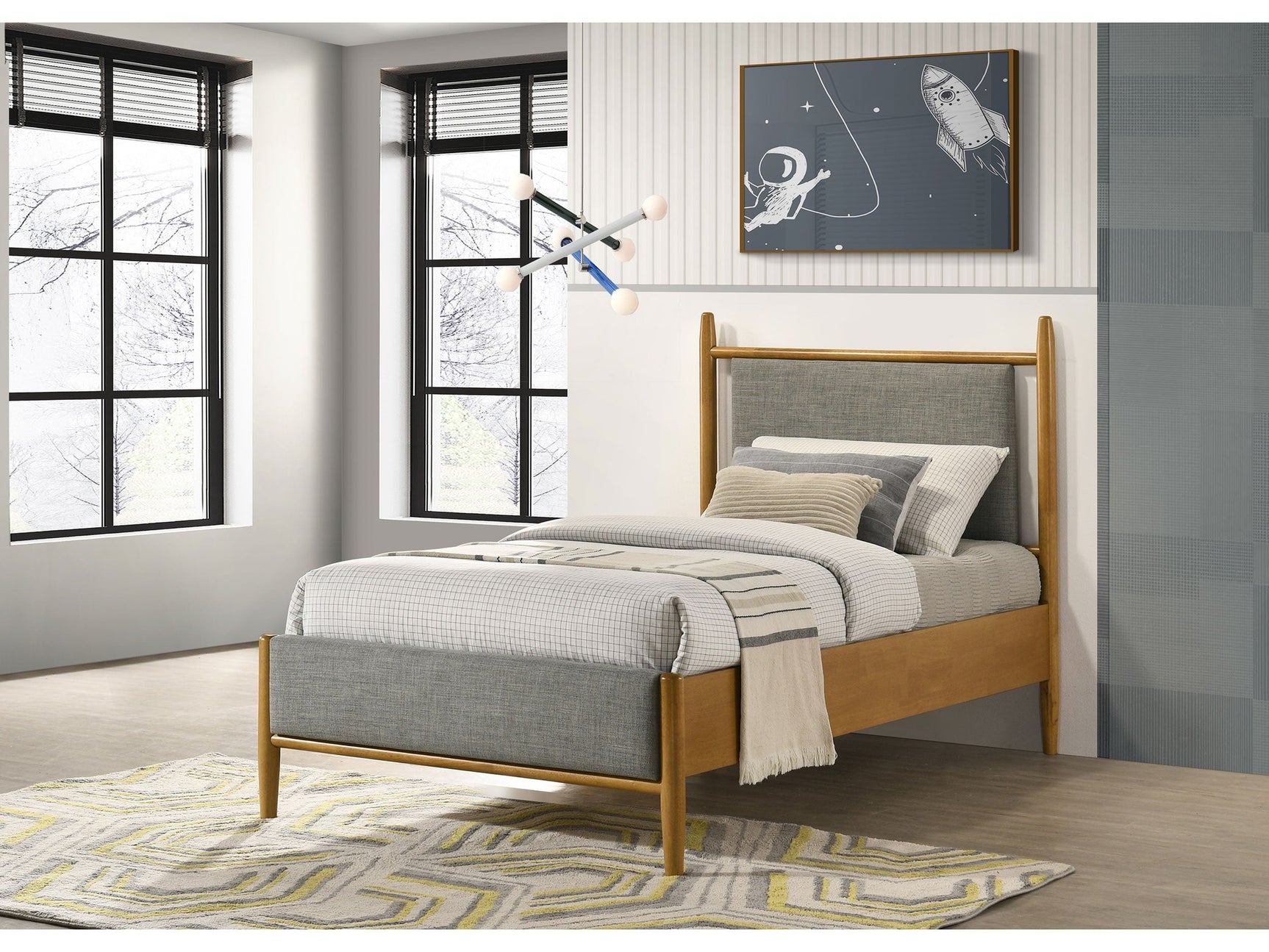 Mason Light Brown 46-inch Twin Panel Platform Bed - Ornate Home