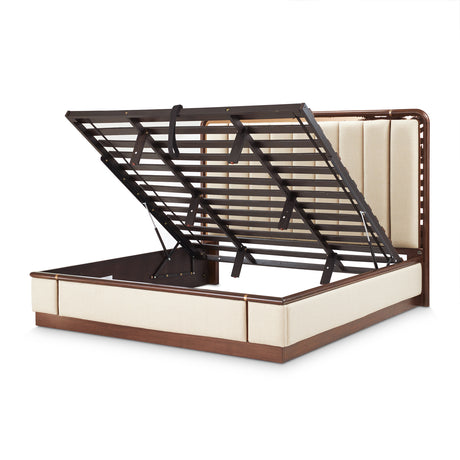 Mason Park Umber/Gazelle Queen Platform Bed with Lift Mechanism - Ornate Home