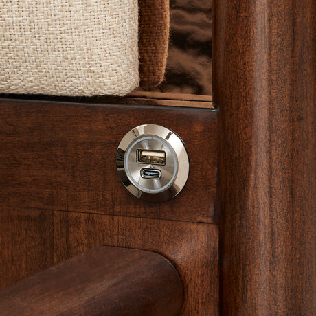 Mason Park Umber/Gazelle Queen Platform Bed with Lift Mechanism - Ornate Home