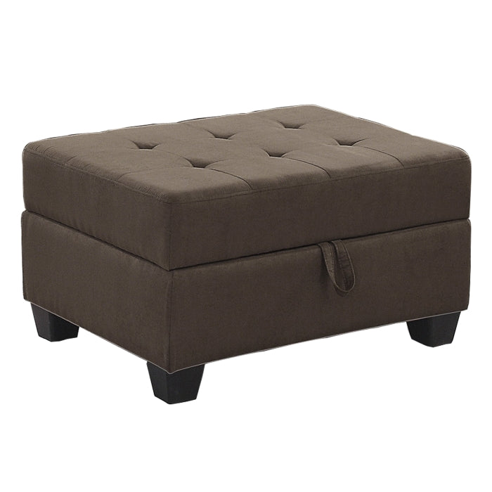 Maston Chocolate 3-Piece Reversible Sectionals And Storage Ottoman - Ornate Home