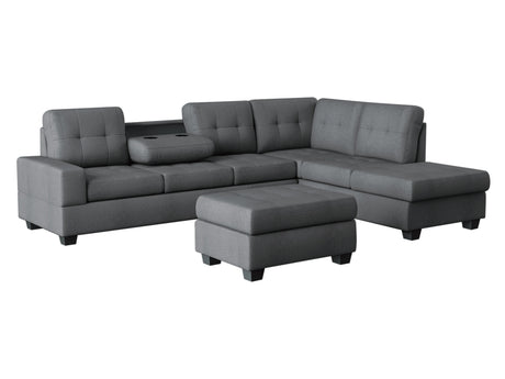 Maston Dark Gray 3-Piece Reversible Sectionals And Storage Ottoman - Ornate Home