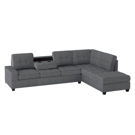 Maston Dark Gray 3-Piece Reversible Sectionals And Storage Ottoman - Ornate Home