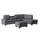 Maston Dark Gray 3-Piece Reversible Sectionals And Storage Ottoman - Ornate Home