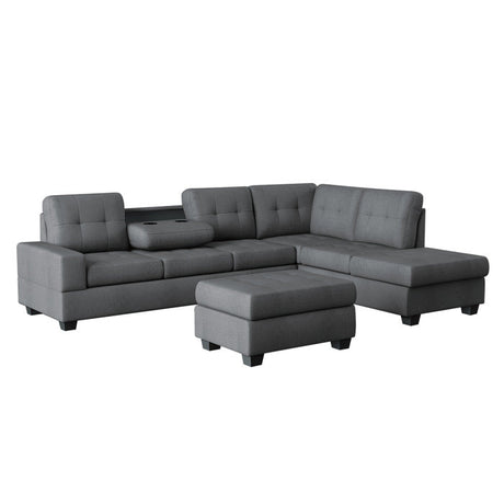 Maston Dark Gray 3-Piece Reversible Sectionals And Storage Ottoman - Ornate Home