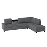 Maston Dark Gray 3-Piece Reversible Sectionals And Storage Ottoman - Ornate Home
