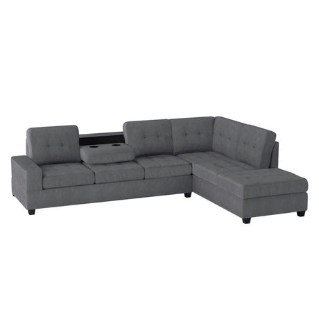 Maston Dark Gray 3-Piece Reversible Sectionals And Storage Ottoman - Ornate Home