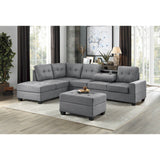 Maston Dark Gray 3-Piece Reversible Sectionals And Storage Ottoman - Ornate Home