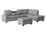 Maston Gray 3-Piece Reversible Sectionals & Storage Ottoman - Ornate Home