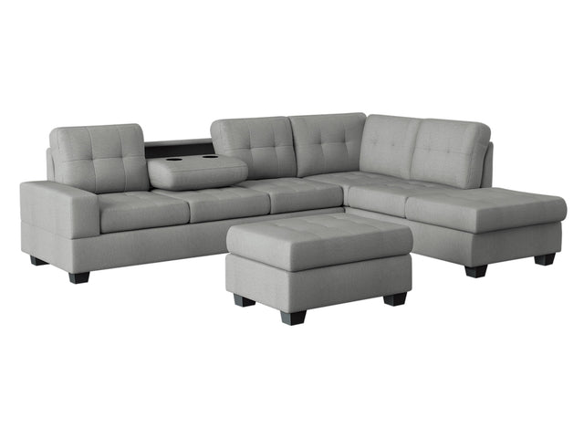 Maston Gray 3-Piece Reversible Sectionals & Storage Ottoman - Ornate Home