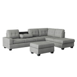 Maston Gray 3-Piece Reversible Sectionals & Storage Ottoman - Ornate Home