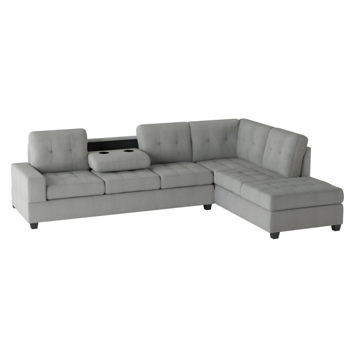 Maston Gray 3-Piece Reversible Sectionals & Storage Ottoman - Ornate Home