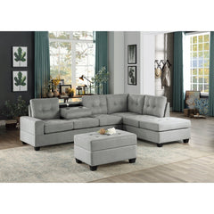 Maston Gray 3-Piece Reversible Sectionals & Storage Ottoman - Ornate Home