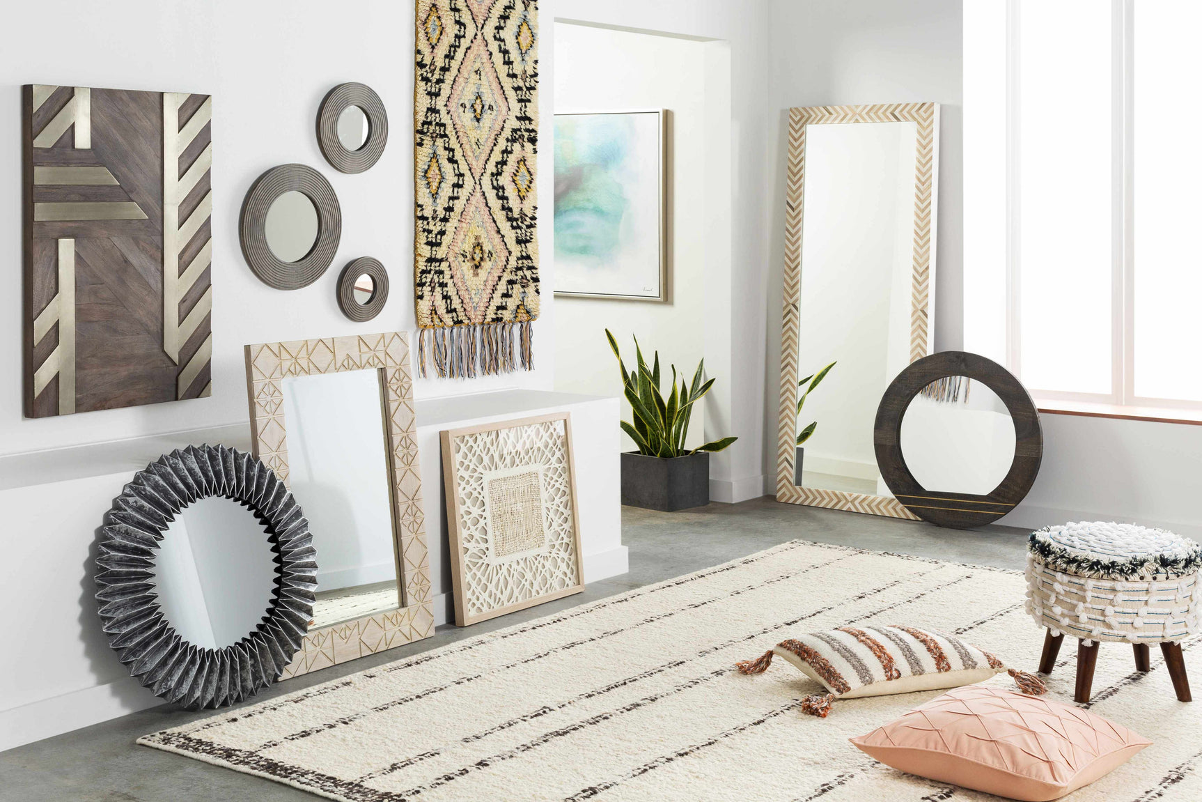 Matagami Beige Hand Woven Stool - Ornate Home