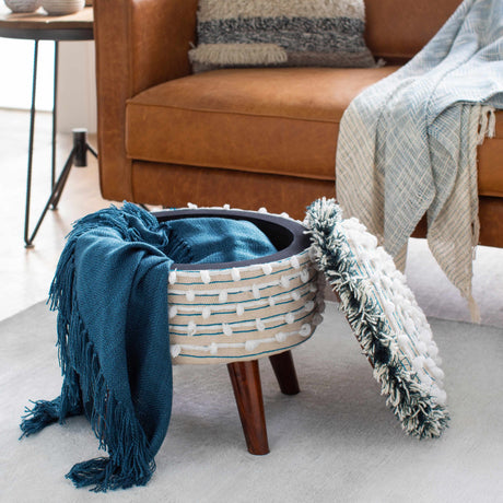 Matagami Beige Hand Woven Stool - Ornate Home