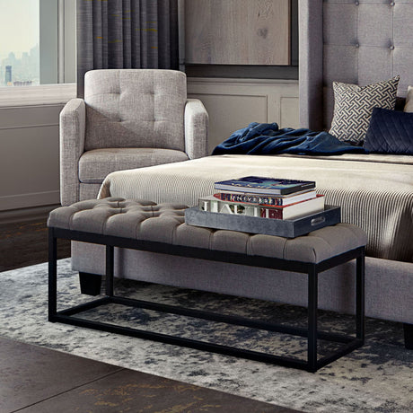 Mateo Grey Tufted Bench - Ornate Home