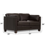 Matias Chocolate Leather Loveseat - Ornate Home