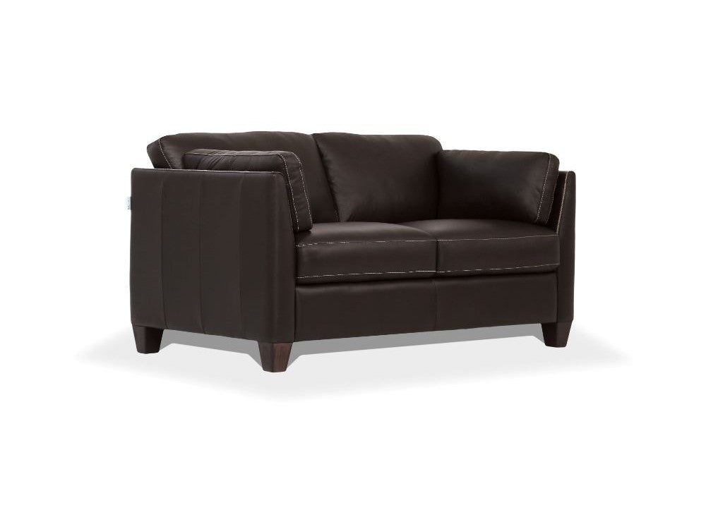 Matias Chocolate Leather Loveseat - Ornate Home