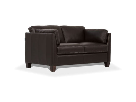 Matias Chocolate Leather Loveseat - Ornate Home