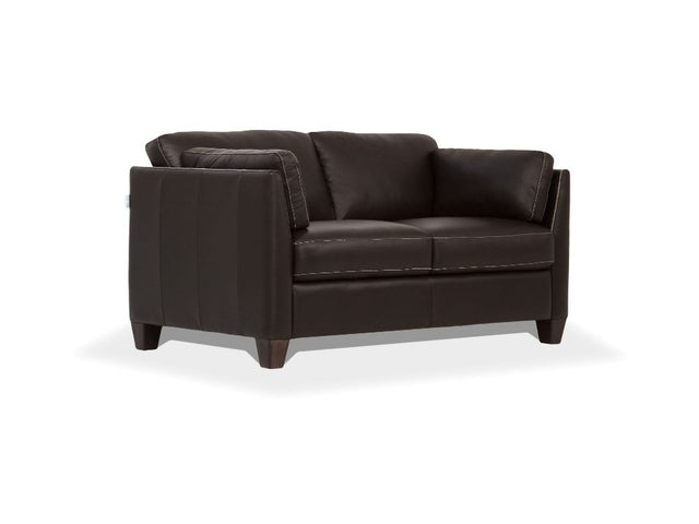 Matias Chocolate Leather Loveseat - Ornate Home