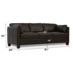 Matias Chocolate Leather Sofa - Ornate Home