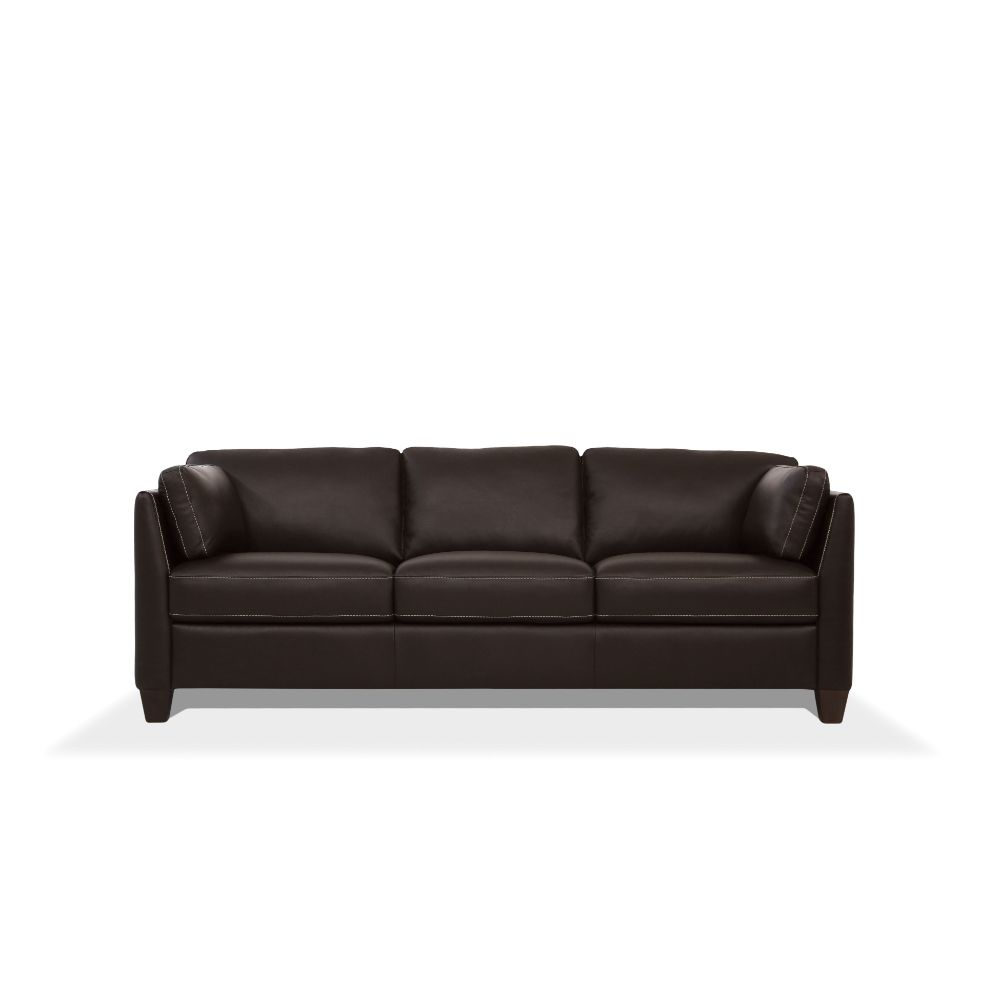 Matias Chocolate Leather Sofa - Ornate Home
