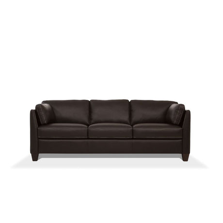 Matias Chocolate Leather Sofa - Ornate Home