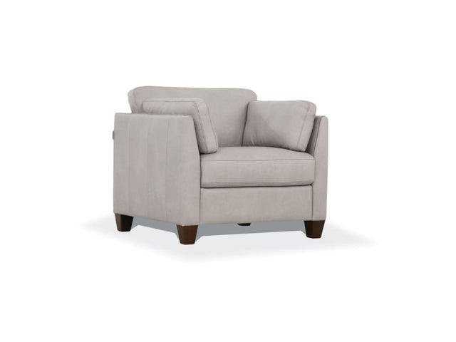 Matias Dusty White Leather Chair - Ornate Home