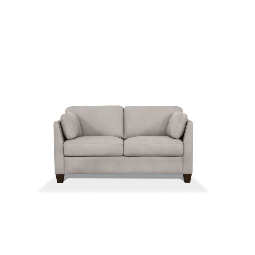 Matias Dusty White Leather Loveseat - Ornate Home