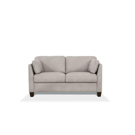 Matias Dusty White Leather Loveseat - Ornate Home
