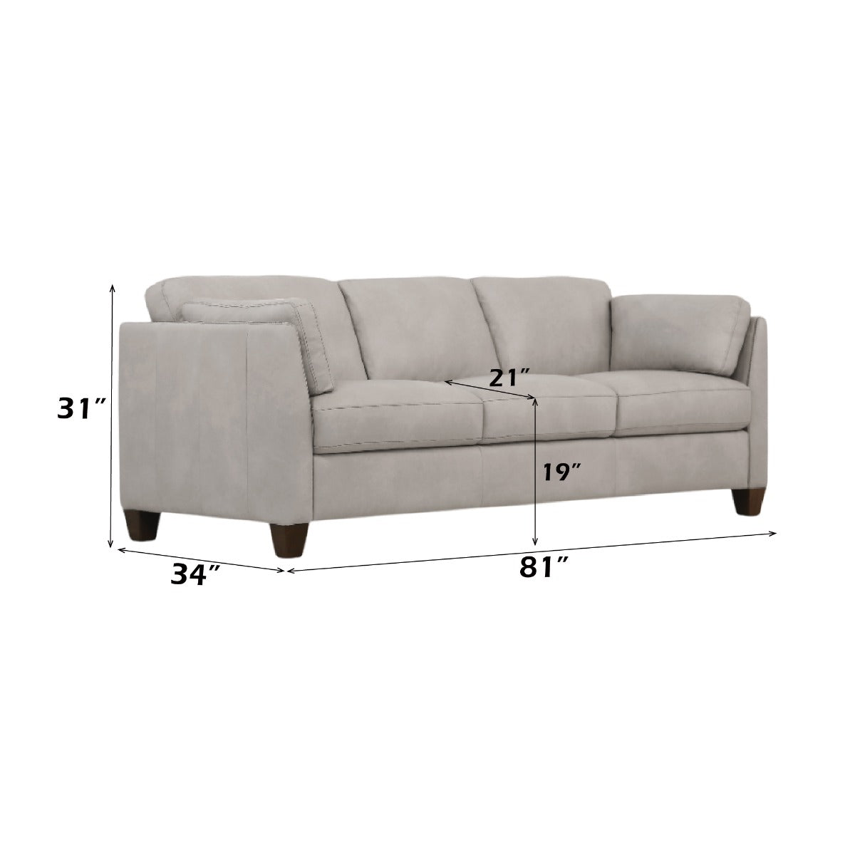 Matias Dusty White Leather Sofa - Ornate Home