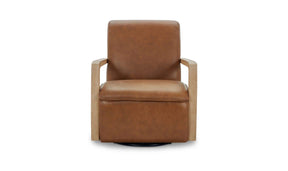 Matias Tan Leather Swivel Chair - Ornate Home